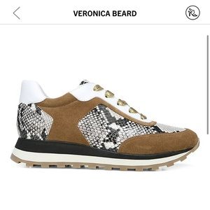 Veronica Beard Hartley Snakeskin-Embossed Leather & Suede Sneakers.